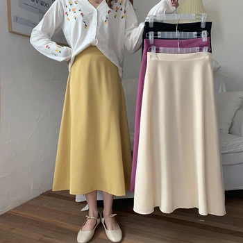

elegant Women Summer OL red Skirt Ladies A-Line Fashion Office Party Skirts Solid High Waist Skirts ka867