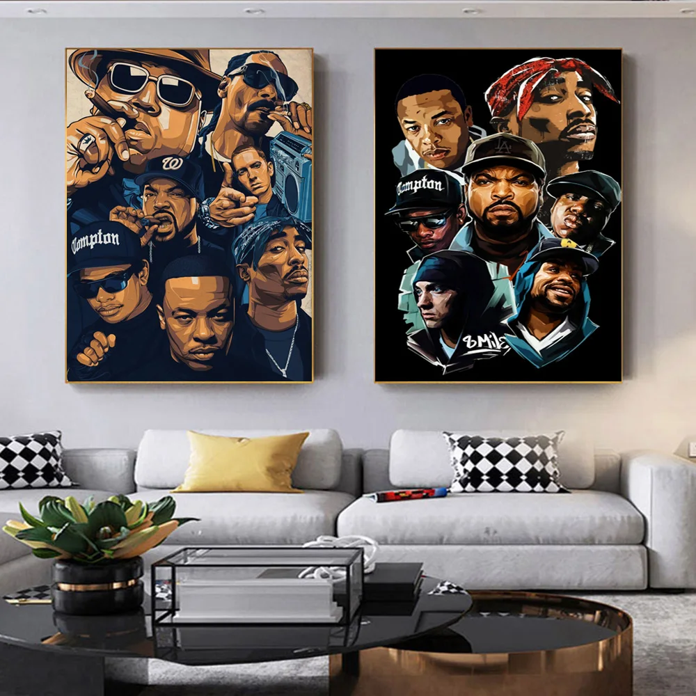 Rap and Hip Hop Music Stars Painting Printed on Canvas