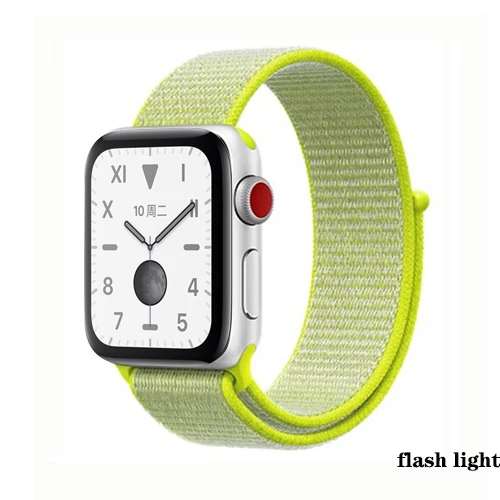 Нейлон pulseira для apple watch band 4 44 мм 40 мм(iwatch 5) apple watch 3 2 1 ремешок 42 мм 38 мм дышащий браслет ремень аксессуары - Цвет ремешка: flash light