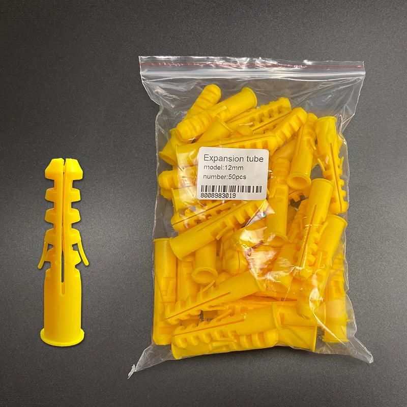 20/30/50pcs M6 M8 M10 M12 Ribbed Plastic Anchor Wall Plastic Expansion Pipe Tube Wall Plugs For Self-tapping Screws
