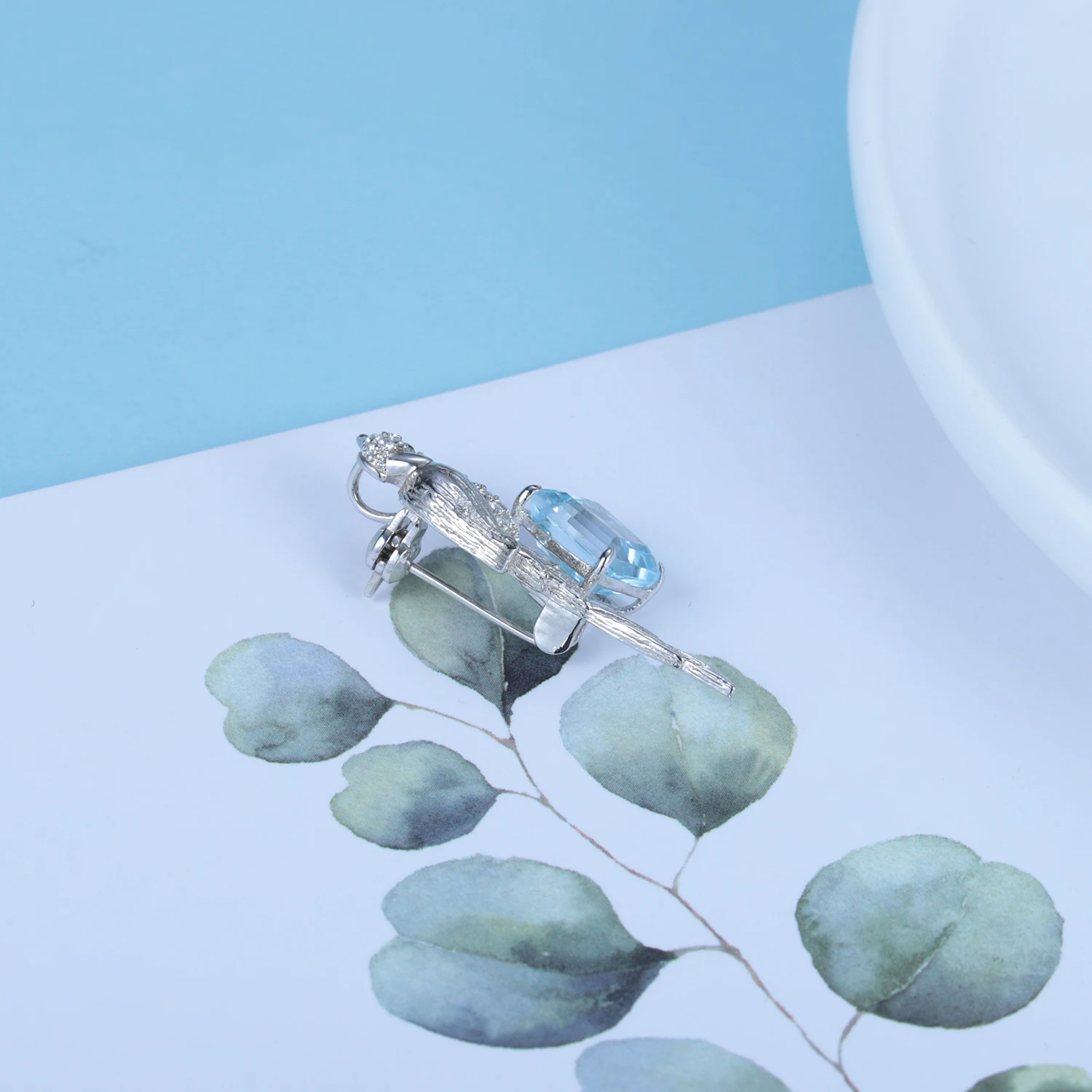 RICA FELIZ 925 Sterling SIlver Statement Brooch Natural Sky Blue Topaz Gemstone Handmade Bird Brooches For Women Fine Jewelry RicaFeliz • 2022