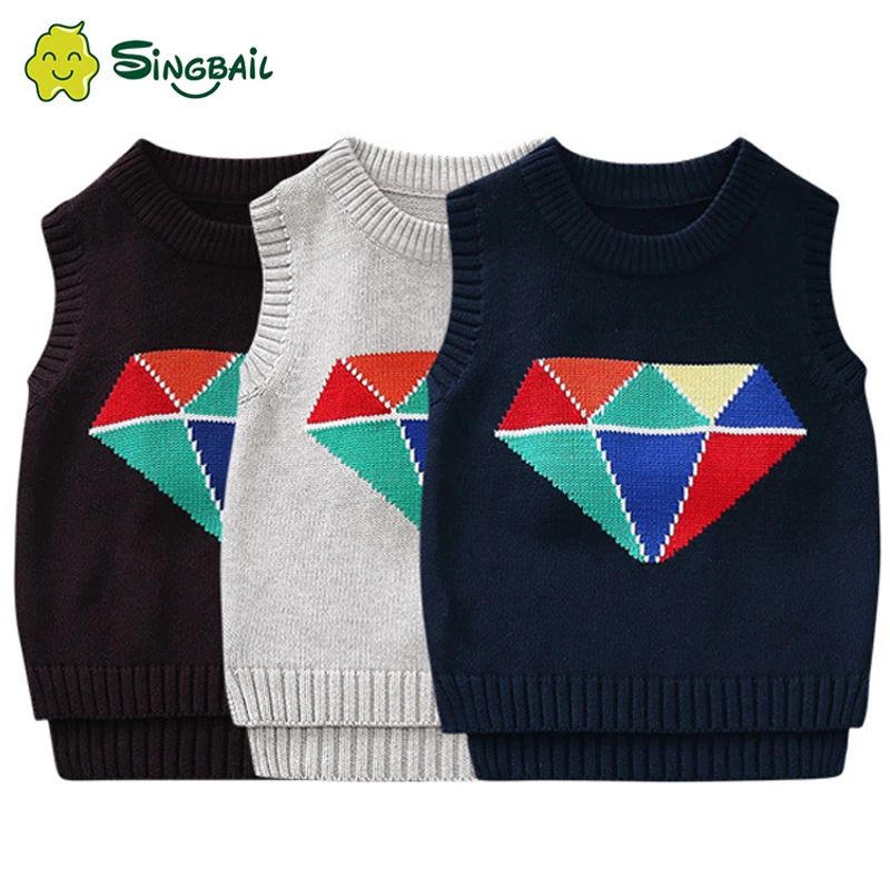 Children Knitted Vests Sweaters Children'S Clothing Autumn And Winter Baby Boys Clothes Waistcoats 24M-7y Kids Tops Wear Y