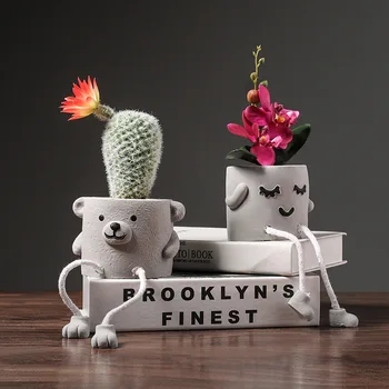 

Cute Hanging Feet Doll Flower Pots Succulent Plant Cactus Potted Ornaments Living Room Balcony Decor Vase Simulation Plant Pot