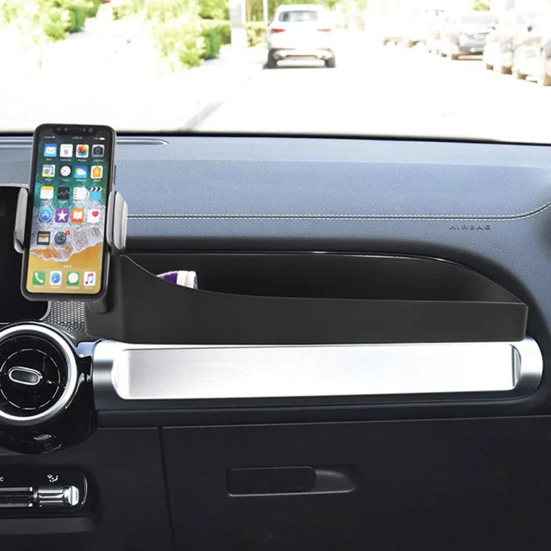 

Car Interior Accessories For Mercedes Benz GLB Class X247 2019-2020 ABS Black Co-pilot Dashboard Mobile Phone Holder Storage Box