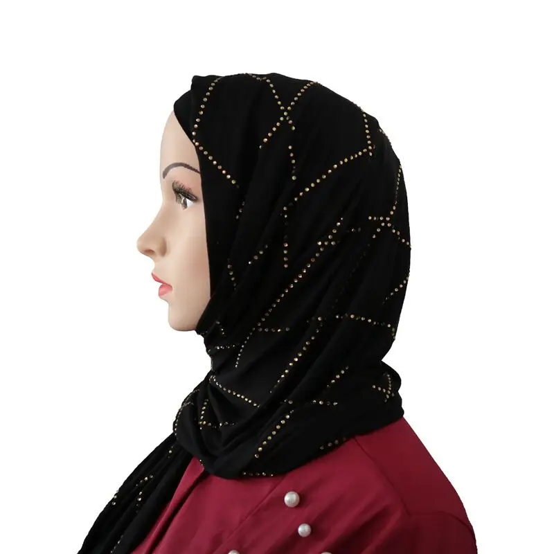 F11 10 шт. Алмазный женский мусульманский хиджаб из Джерси шарф femme размер плюс хиджабы исламские шали однотонный модальный платок