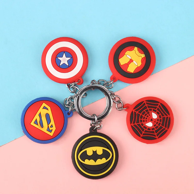 

3D Cartoon Keyring PVC Marvel Avengers Keychain Cute Superhero Batman Spider Man Key Chain Key Ring Kids Key Holder Trinket