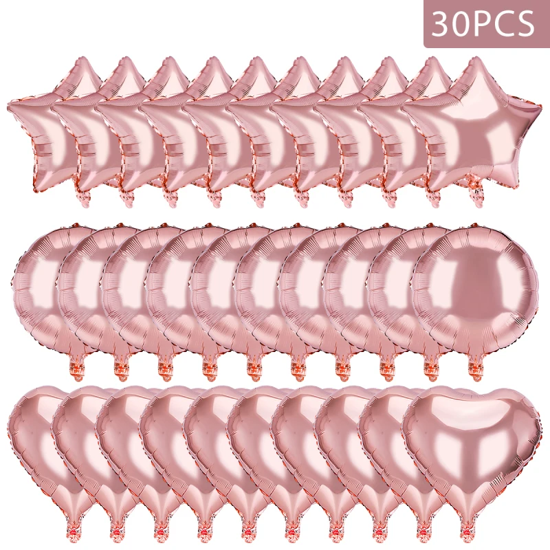 30 шт. 18 дюймов розовые золотые фольгированные шары Bir Звездные воздушные шары в форме сердца вечерние детские игрушки для свадьбы с днем рождения шарики для украшения