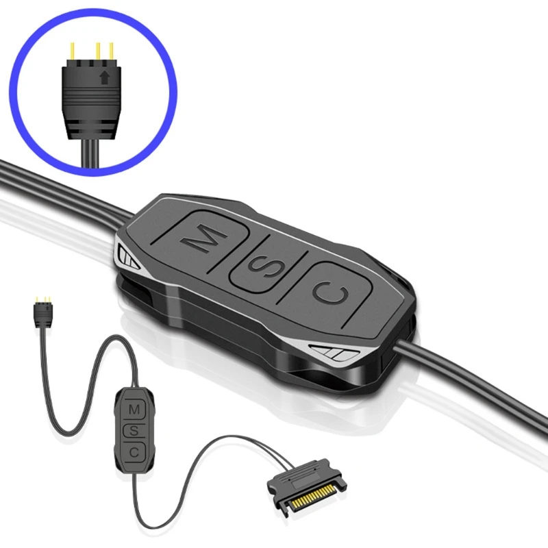 New ARGB Controller 5V 3-pin To SATA Power Supply Mini RGB Controller 3PIN Hub For Desktop Computer Fan LED Light Radiator