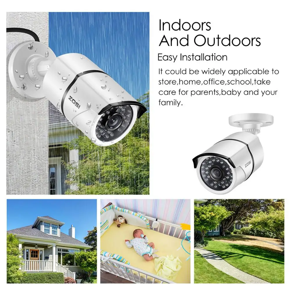 ZOSI 4CH 4-in-1 AHD CVI TVI CVBS 1080P Video Security Camera System 2.0MP Surveillance Cameras CCTV 1080P HD-TVI DVR