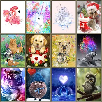 

New 30x40cm 5D Diy Round Diamond Painting Owl Diamond Mosaic Unicorn Diamond Embroidery Animal Cross Stitch Diamond Art Decor