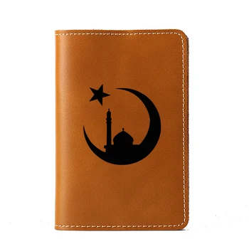 

Islam Mosque Muslim Arabic Passport Cover Travel Wallet Credit Card Holder engrave Name Passport Card wallet