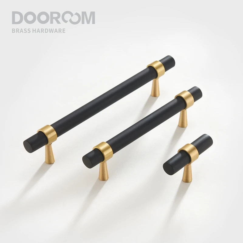 Dooroom latão móveis alças t-bar luz de luxo moda preto ouro silve armário armário armário gaveta puxa
