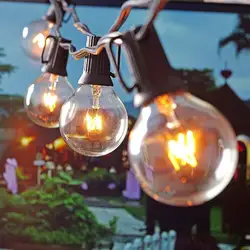25Ft G40 Глобус лампы струнные огни с 25 мяч для очищения винтажная лампа крытый/Открытый Висячий зонтик патио струнные светильники