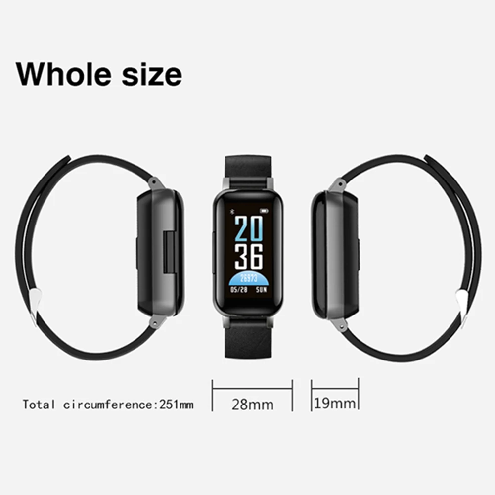 2 в 1 T89 Bluetooth Смарт бинауральные Bluetooth наушники фитнес-браслет монитор сердечного ритма Смарт-браслет универсальные умные часы