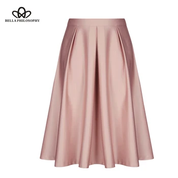

Luck A 2020 ball gown skirt women summer new solid high waist A-line skirts casual fashion swing pleated skirt