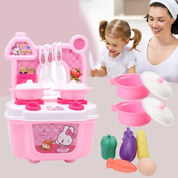 

1 Set Kitchen Toy Mini Plastic Dining Table Miniature Food Cutting Vegetables Fruits Cooking House Set Toy For Children Gifts