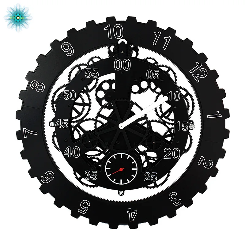 

Creative Large Gear Wall Clock Modern Design Mechanical Rotation Multi-function Luxury Gear Clock Wall Watch Home Decor 18 inch