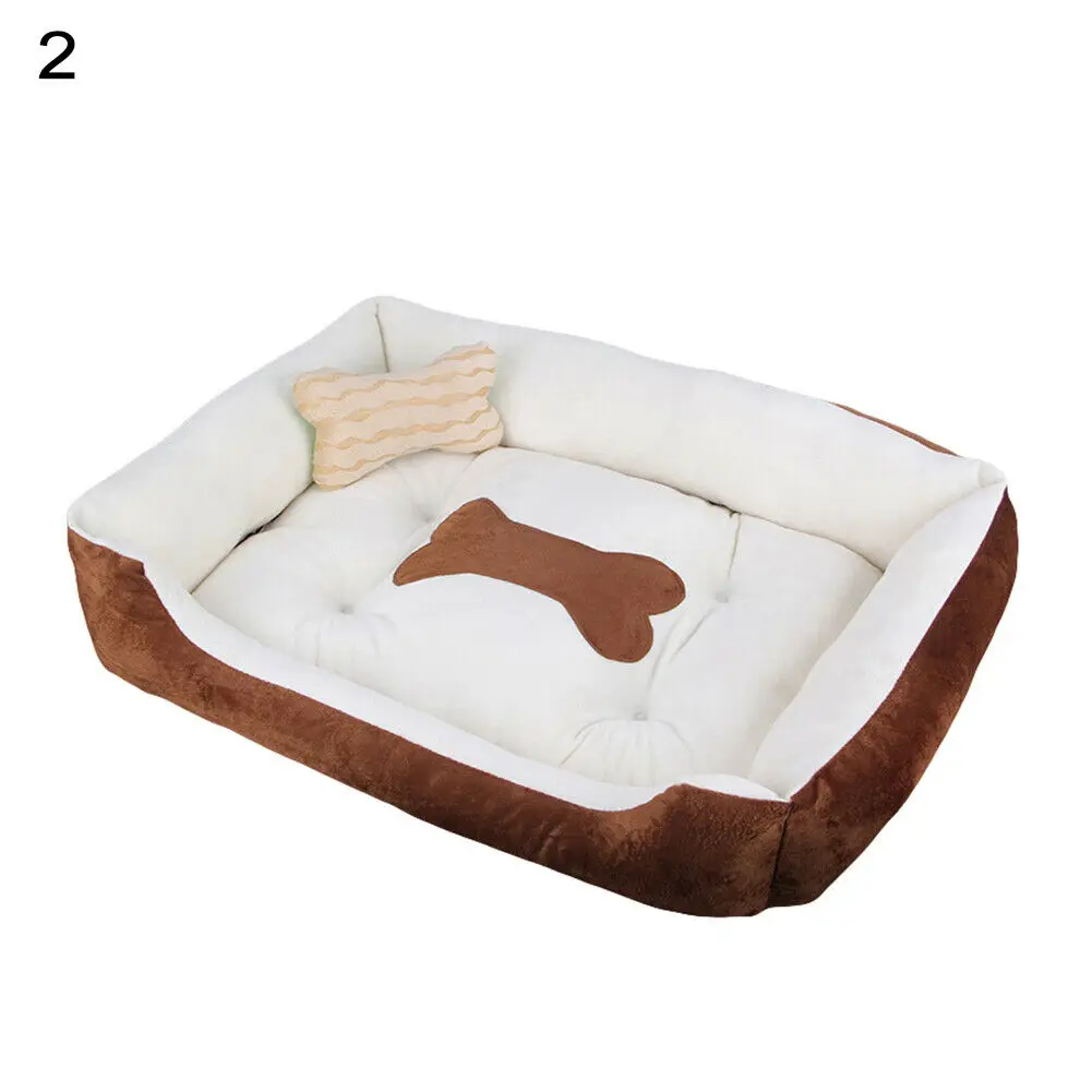Костяная кровать для питомца, теплый домик для питомца, для маленькой, средней, большой собаки, мягкая кровать для питомца, щенок, моющийся дом для кошек, собак, хлопковый домик для питомника - Цвет: Brown and White