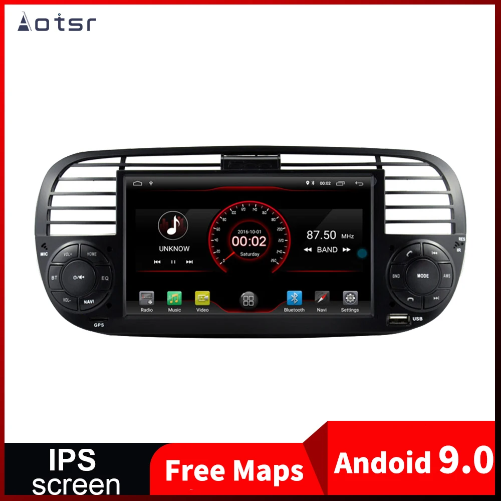 DSP Android 9 без автомобильного dvd плеера gps навигация для Fiat 500 2007 2014 автомобильный