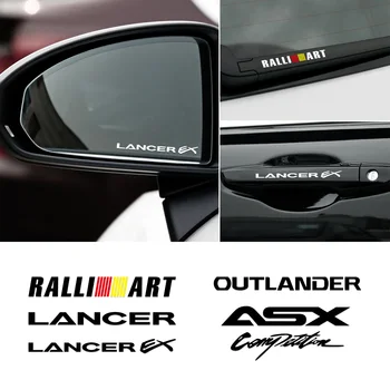 

4PCS Auto Door Handle Stickers for Mitsubishi Ralliart Lance EX Outlander ASX Competition Car Rear Mirror Wiper Decorate Decals