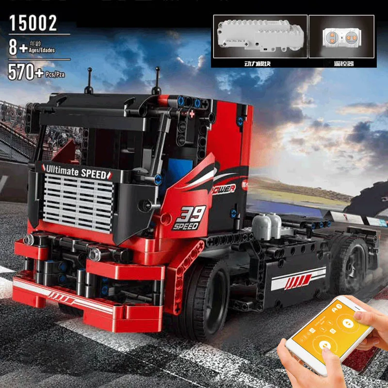 15002 RC гоночный грузовик Technic MOC 8041 кирпичи с мотором 42041 Супер автомобиль