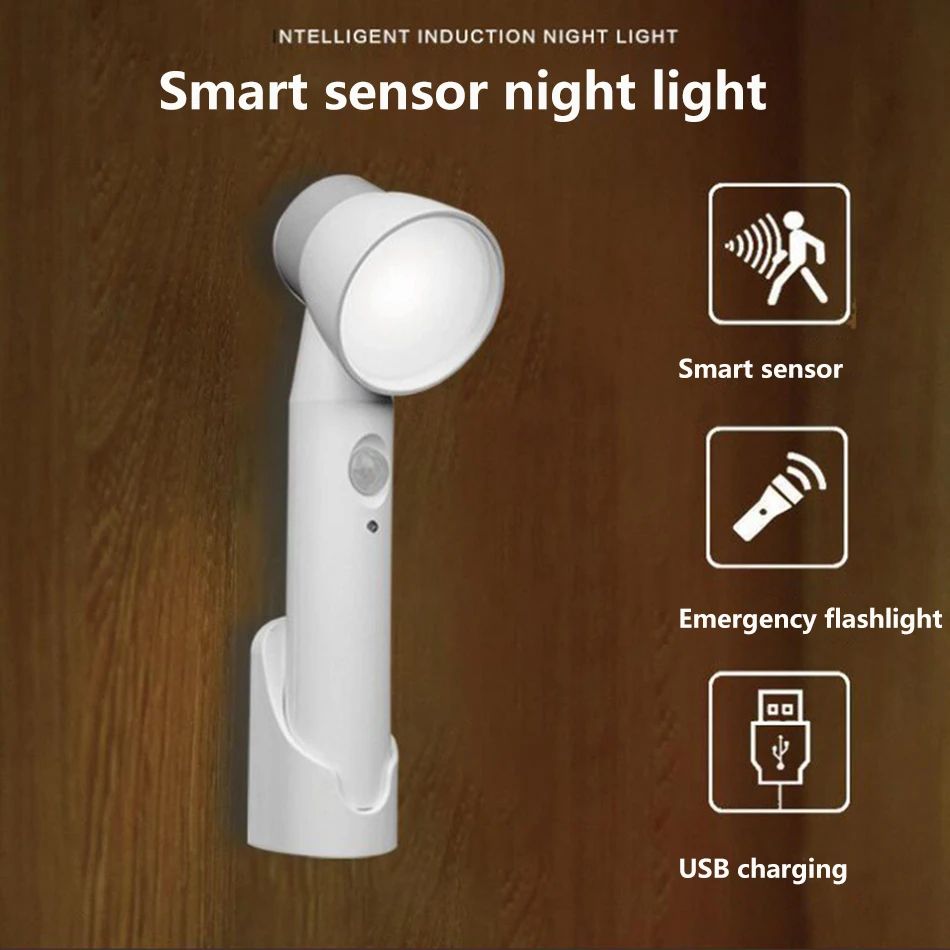 nursery night light Multifunctional LED Motion Sensor Night Light Sensor Emergency Light LED Flashlight Rechargeable/Battery Powered Flashlight night lamp for bedroom wall