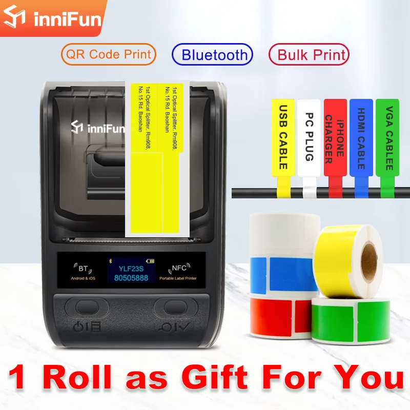 best mini thermal printer Innifun Handheld Blue Tooth  Label Printer for Factory to Manage Cable ID best mini photo printer for iphone