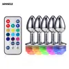 Led Metal Anal Plug Colorful Light No Vibrator Vagina Massager Butt Plug Remote Control Erotic Adult Game Sex Toys For Men Women 1