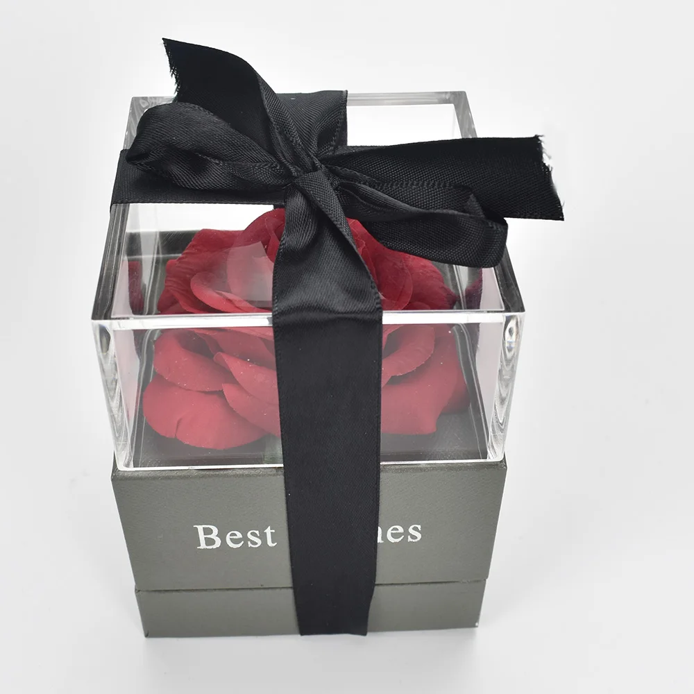 Красный цветок розы коробка ювелирных изделий декоративные цветы держатель Чехол 100 языков я люблю тебя Романтическая любовь ожерелье для девушки подарок