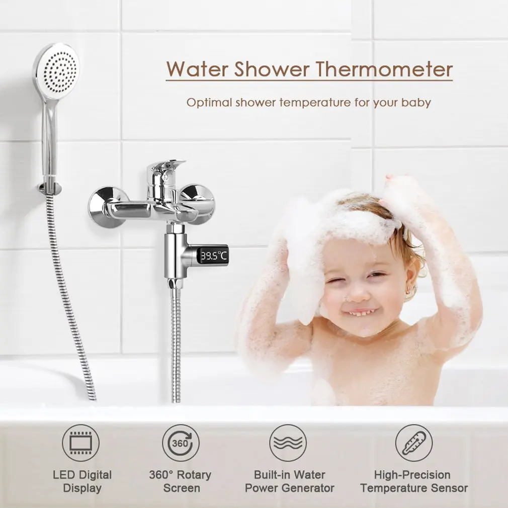 Светодиодный термометр с дисплеем для воды, самогенерирующий детский измеритель температуры воды в режиме реального времени, измеритель энергии, умный измеритель 5-85 °C