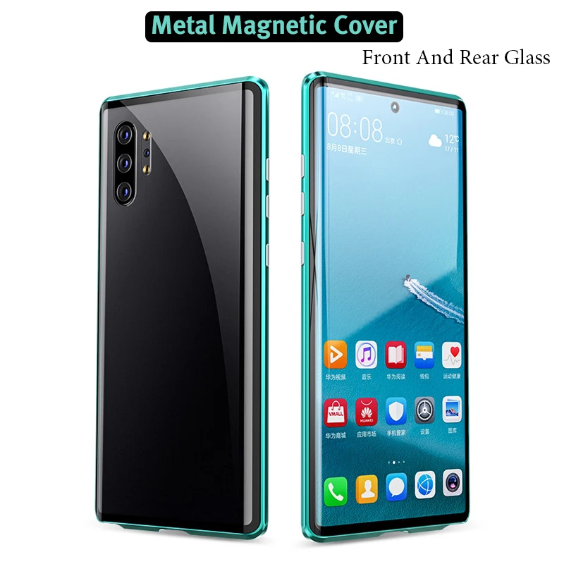 Роскошный двойной чехол из закаленного стекла Note10plus для samsung Galaxy Note 10 Plus, магнитная металлическая рамка, адсорбционный чехол для телефона