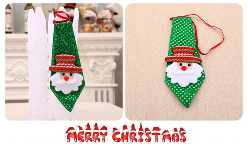 Navidad галстук с блестками Санта Клаус Снеговик Олень Медведь Рождественское украшение для дома год Рождественские украшения детские игрушки