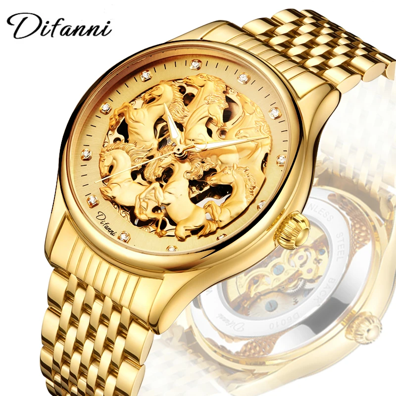 

Watch Men Skeleton Automatic Mechanical Watch Top Brand Luxury Male Business Diamond Luminous Wristwatch Full Hollow Waterproof