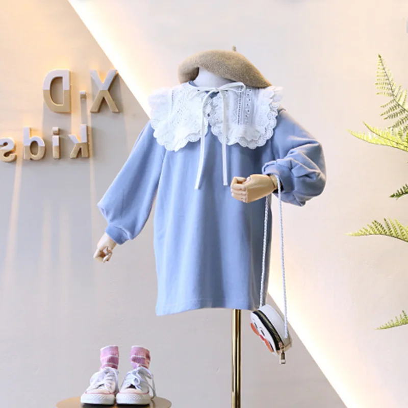 

2019 Autumn New Arrival Girls Long Sleeve Dress Kids Princess Lace Collar Dresses