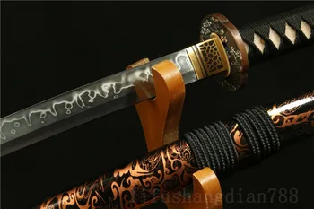 

1095 Clay Tempered red saya Japanese Samurai Katana sword blade copper tsube