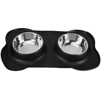 

Black New Dog Bowl No Spill Non-Skid Silicone Mat Feeder Tool Pet Supply Convenient Non-Toxic Food Bowl