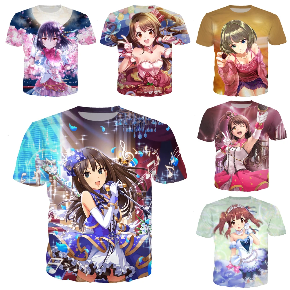 LIASOSO новые летние Для мужчин Для женщин толстовка 3D принт аниме Idol Master Золушки для девочек модная футболка пуловер с короткими рукавами B034