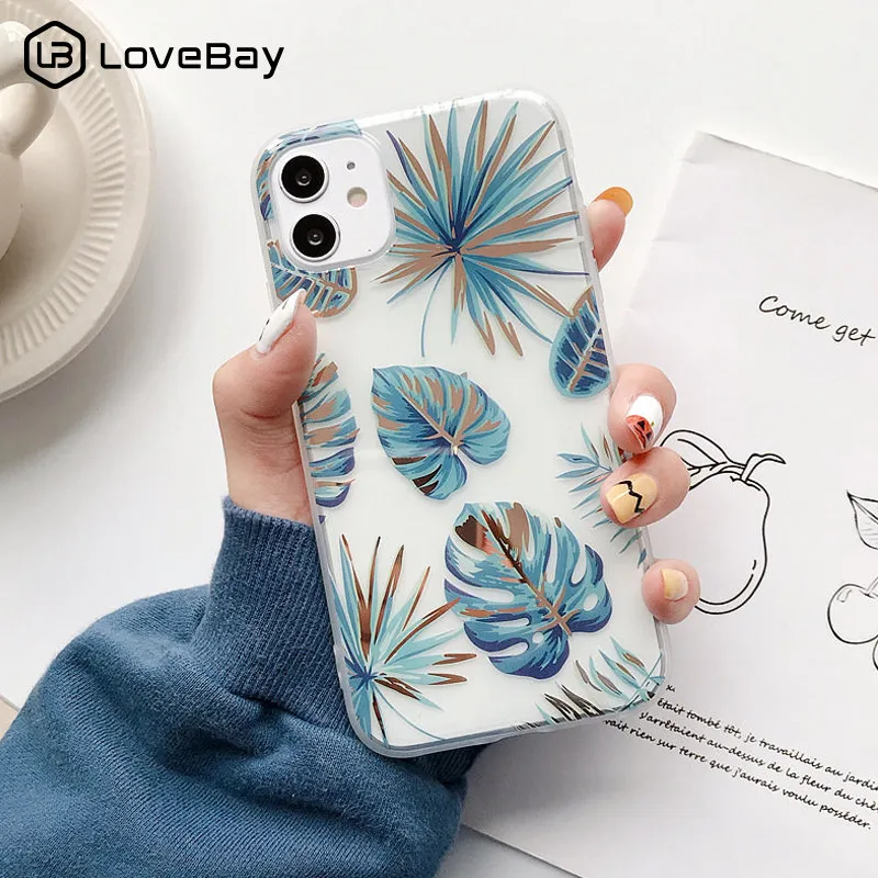 Lovebay Transparent Flowers Leaves Phone Case For iPhone 11 Pro X XR XS Max 8 7 Plus SE2020 Plating Flamingo Soft IMD Back Cover Lovebay Transparent Flowers Leaves Phone Case For iPhone 11 Pro X XR XS Max 8 7 Plus SE2020 Plating Flamingo Soft IMD Back Cover
