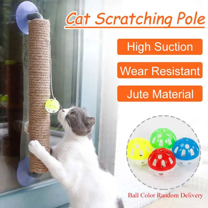 

Pet Cat Scratching Post Sucker Cat Toy for Window or Wall Cat Scratcher Toy Climbing Column Durable