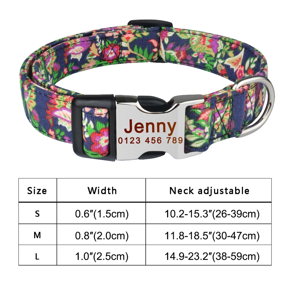 Pitbull Small Large Medium Pet Engraved name Dogs Collars Adjustable Nylon Custom Name Free Nameplate Dog Collar Printed ID Tag 