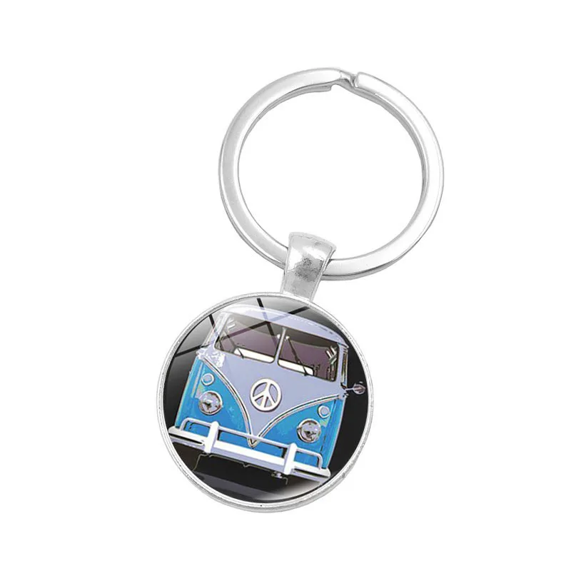 

Hot Peace Sign Time Gem Key Cap European And American-Style Glass Pendant Key Chain