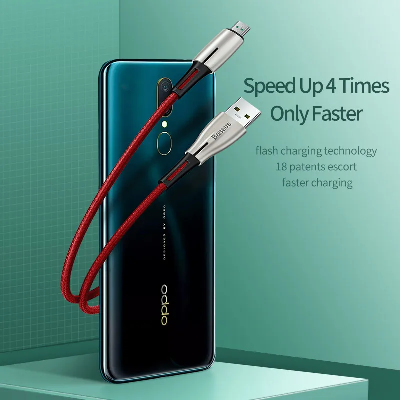 Кабель Baseus Micro USB для OPPO 4A VOOC кабель быстрой зарядки зарядный Samsung Xiaomi Redmi Note 4 5