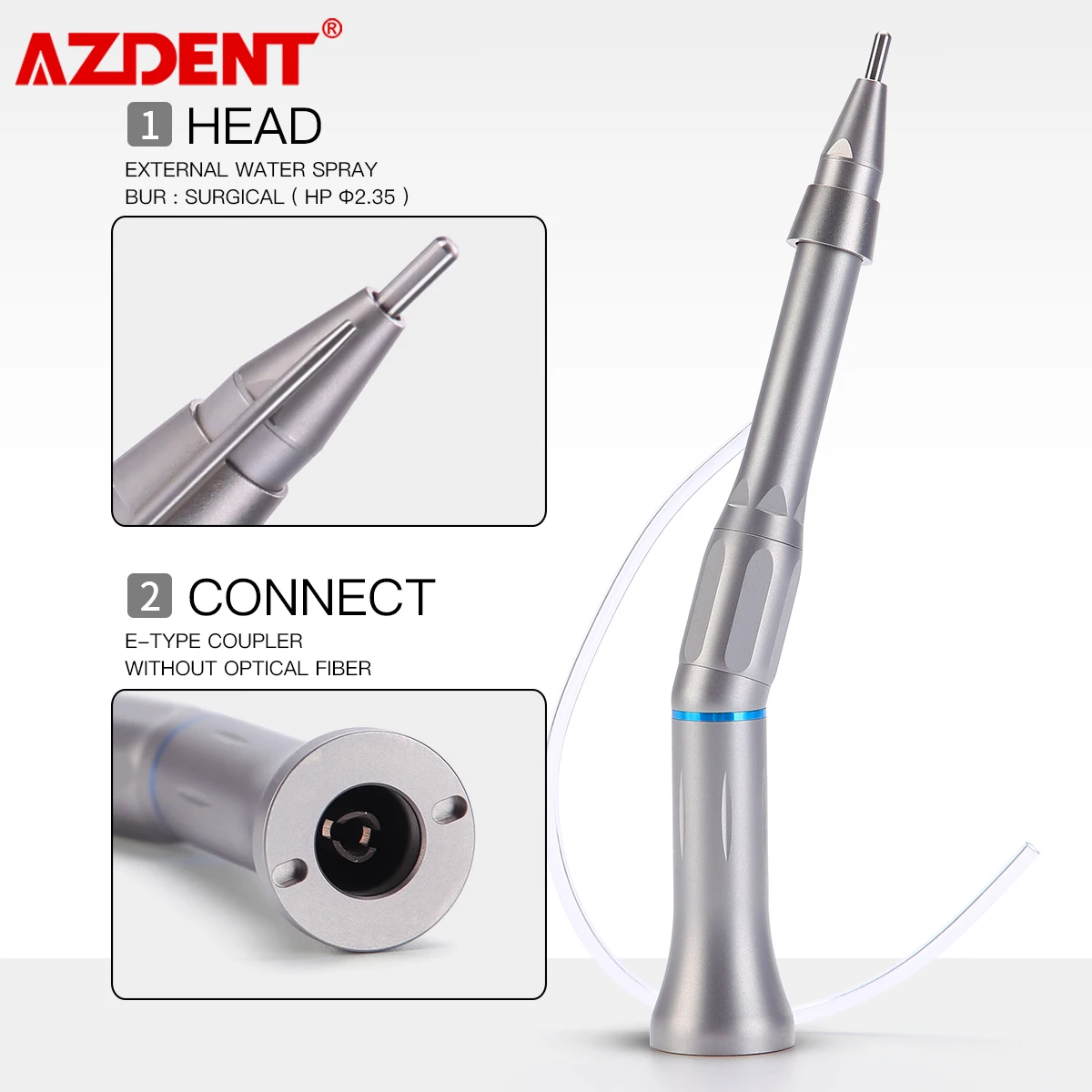 

AZDENT Dental Handpiece 20 Degree Angle Dental Straight Nose Surgery Handpiece 1:1 Direct Drive For Surgical Burs