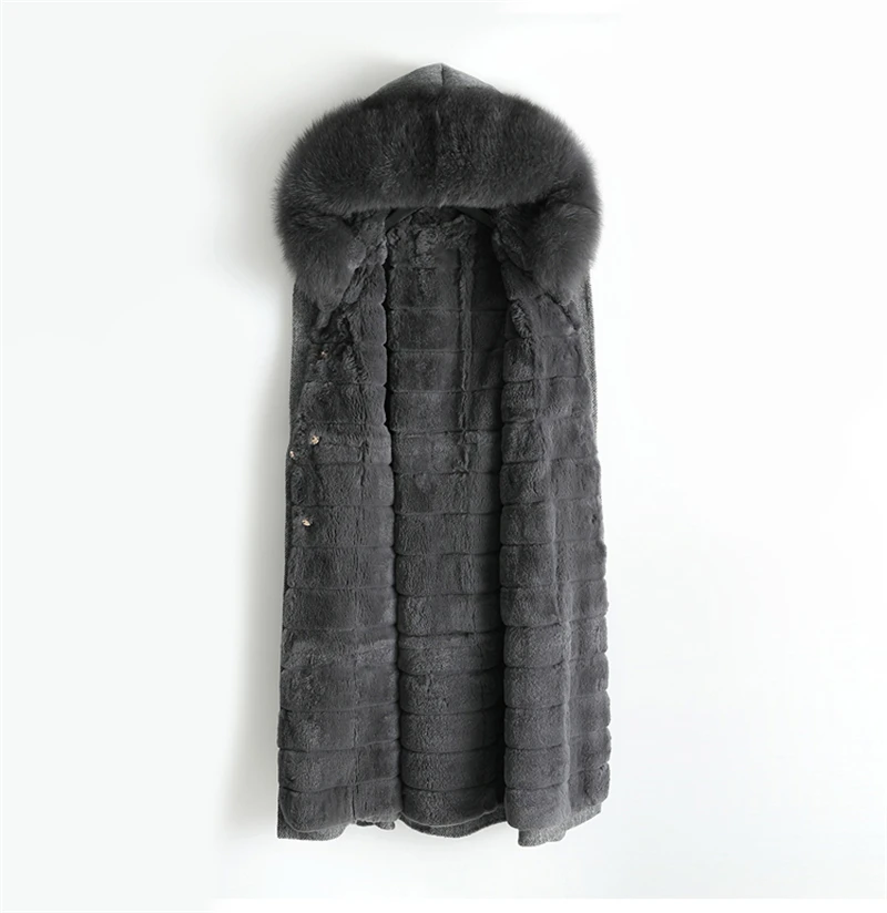 PUDI ZY18558 Женское пальто из натуральной шерсти с узором в елочку из ткани женский кроличий мех подкладка Лисий меховой воротник для отдыха осень/зима шерсть длинная верхняя одежда