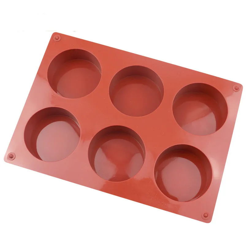 6 Cavity Silicone Soap Mold Round Circle Fondant Cake Tools Ice Cube Moulds 3D Candy Jelly DIY Making Moulds