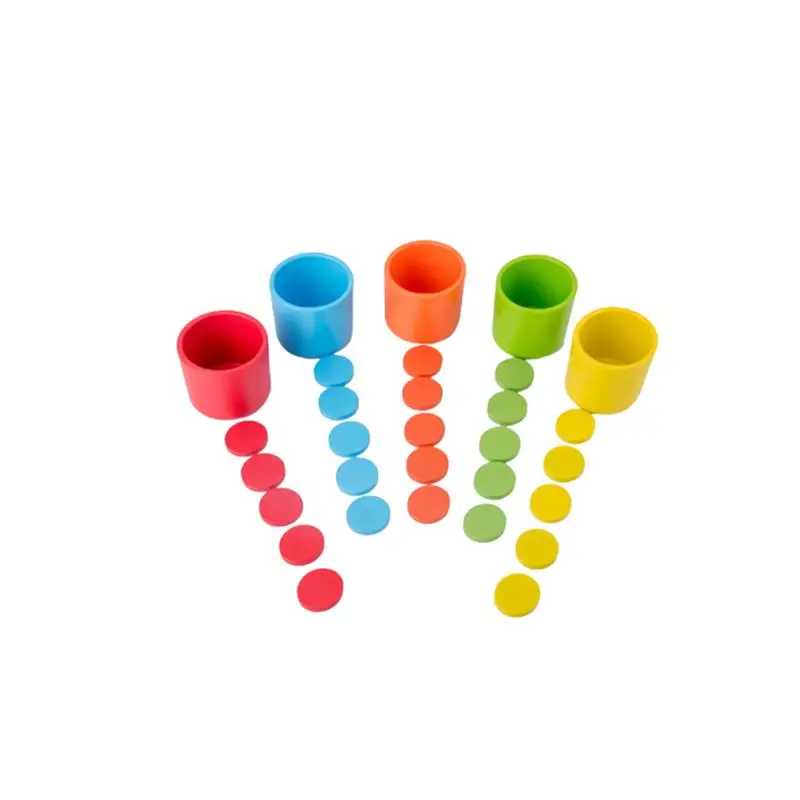 1 Set Color Classification Cup Desktop Game Toy Early Educational Toy Playthings Wooden Toys For Kids Children Kindergarten