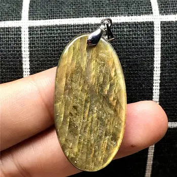 

Top Natural Labradorite Pendant For Woman Man Yellow Light Crystal 39x20x7mm Oval Beads Silver Reiki Stone Fashion Jewelry AAAAA