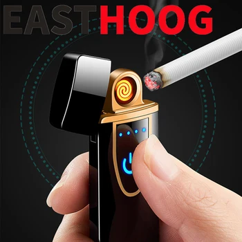 

USB Charging Touch Induction Screen Electronic Cigarette Lighter Windproof Ultra-thin Cigarette Custom Lighter Electronic