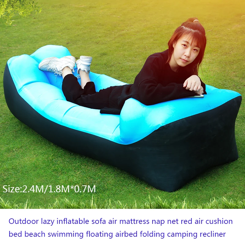 Outdoor lazy inflatable sofa air mattress nap net red cushion bed beach swimming floating airbed folding camping recliner | Мебель