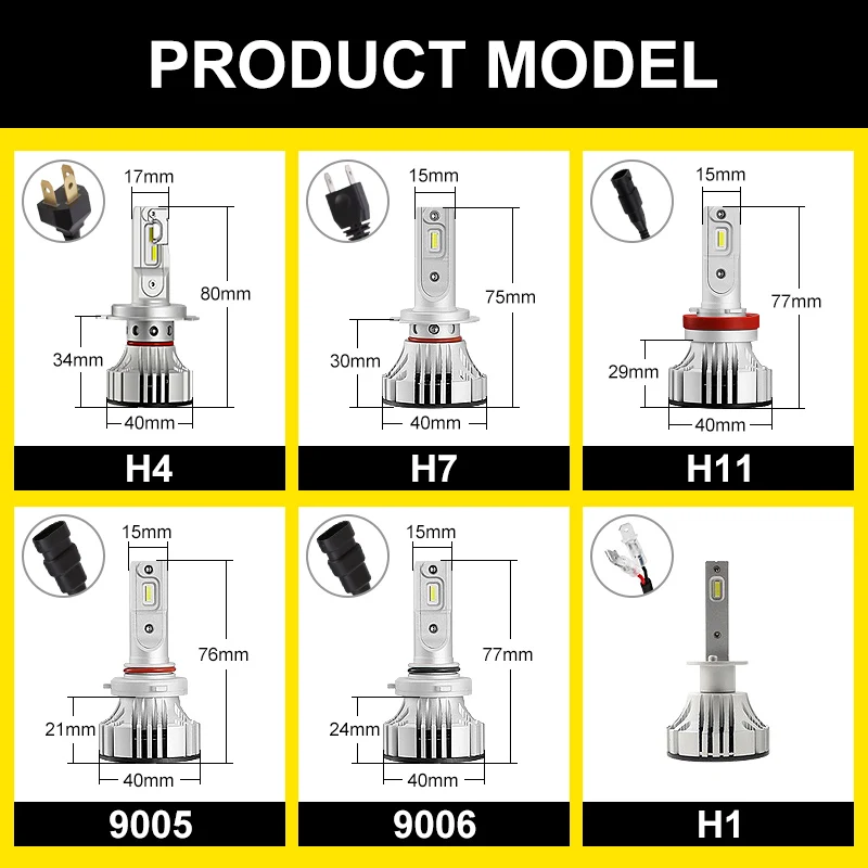 EURS F2 LED Car Headlight H4 H7 canbus H1 H8 H9 H11 9005 9006 72W 12000lm 6500K Car Styling Auto Headlamp Fog Light bulbs